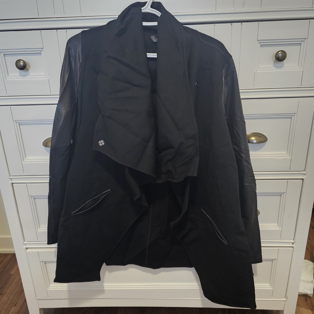 SPANX Black Draped Trench Coat